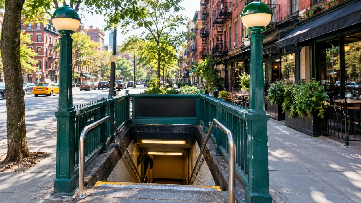 Der U-Bahn-Eingang West 4th Street an der Sixth Avenue